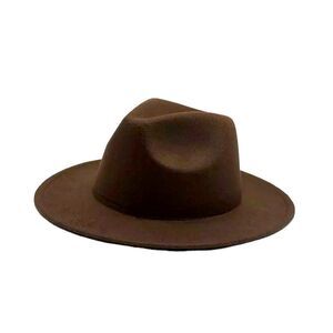 Dark Brown Wide Brim Tall Dented Crown Fedora Hat NEW